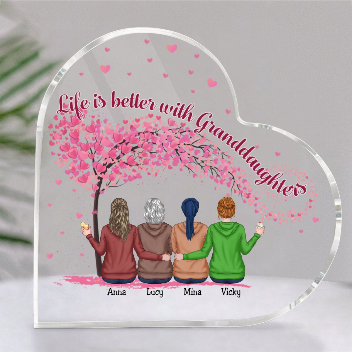 Family - Life Is Better With Granddaughters - Personalized Acrylic Plaque (LH) - Makezbright Gifts