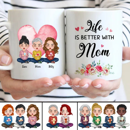 Family - Life is Better with Mom - Personalized Mug (LL) - Makezbright Gifts