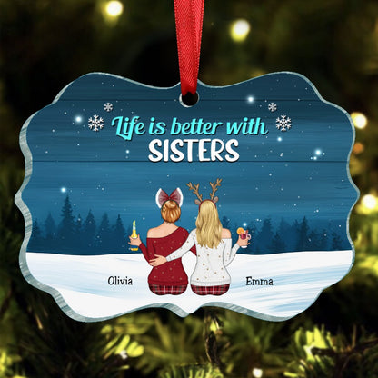 Family - Life Is Better With Sisters - Personalized Acrylic Ornament - Makezbright Gifts