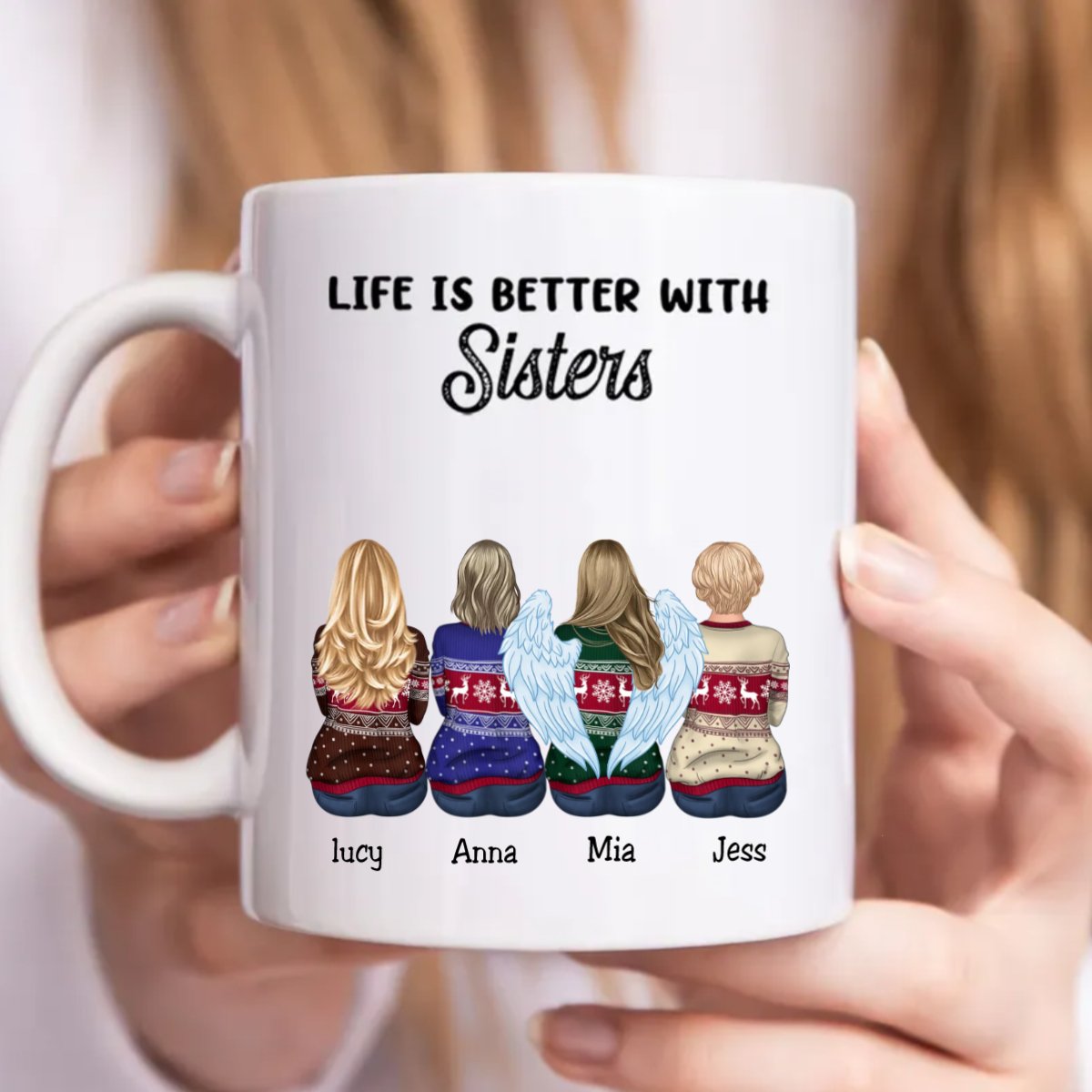 Family - Life Is Better With Sisters - Personalized Mug (LL) - Makezbright Gifts