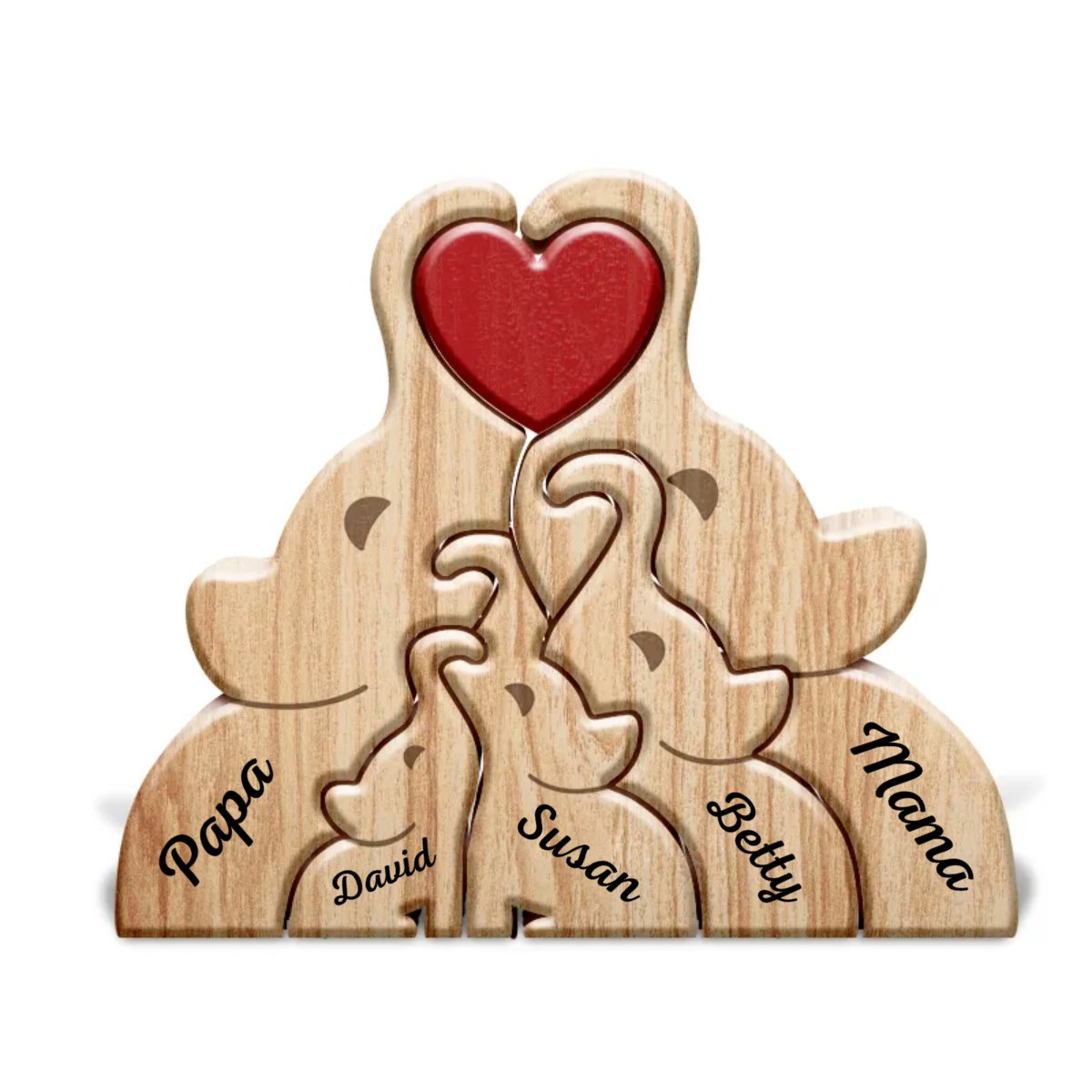 Family - Love Elephant Family - Personalized Wooden Puzzle - Makezbright Gifts