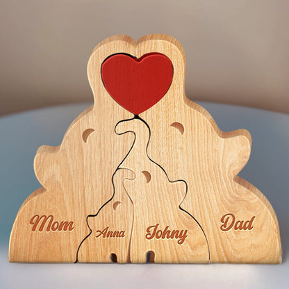 Family - Love Elephant Family - Personalized Wooden Puzzle - Makezbright Gifts