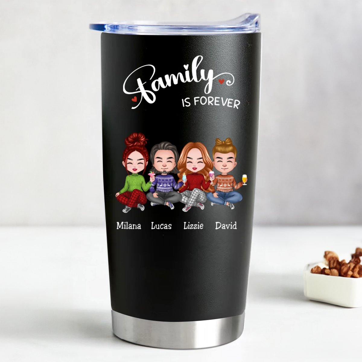 Family Love Forever - Personalized Insulated Tumbler (BL) - Makezbright Gifts