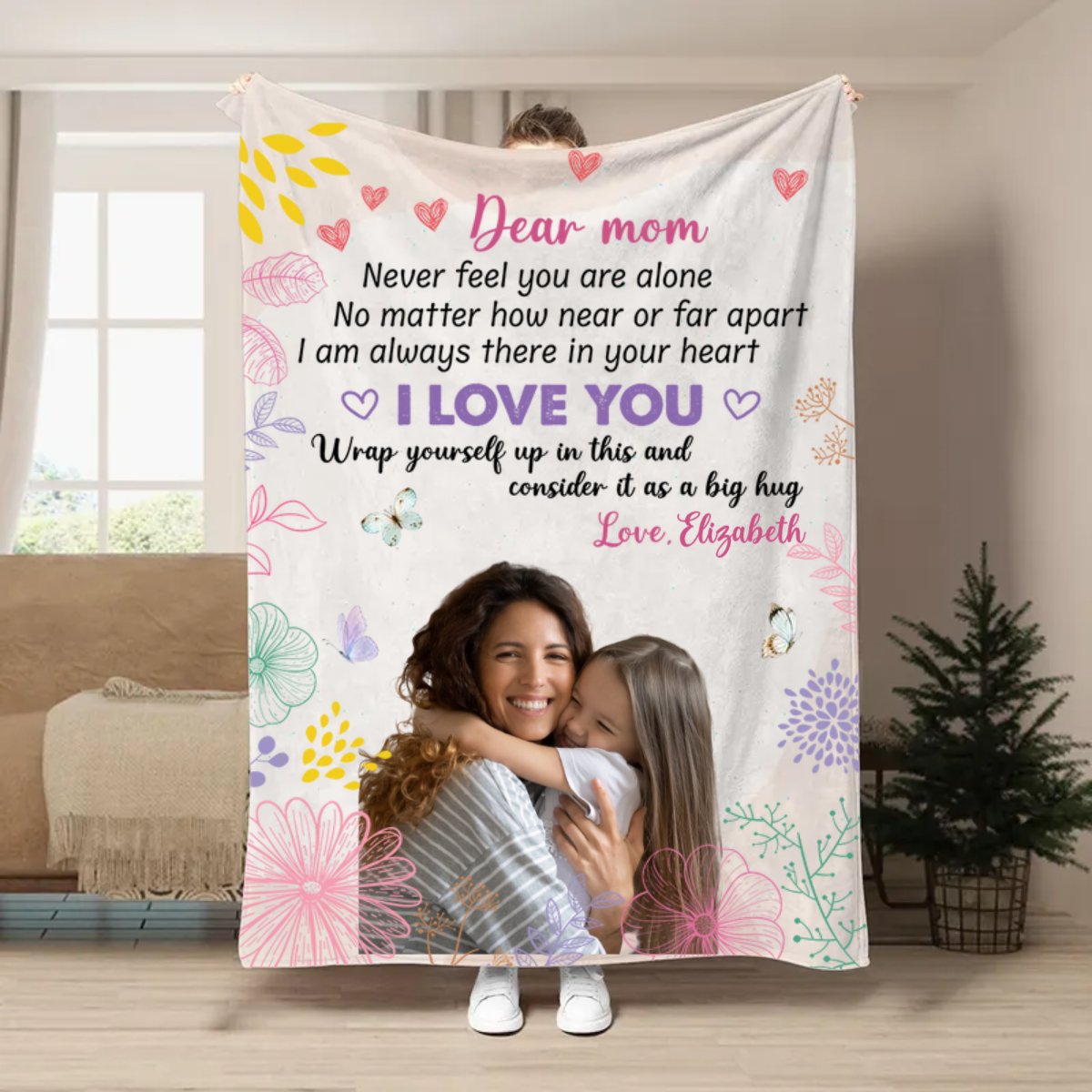 Family - Mom, Never Feel You Are Alone - Personalized Photo Blanket - Makezbright Gifts