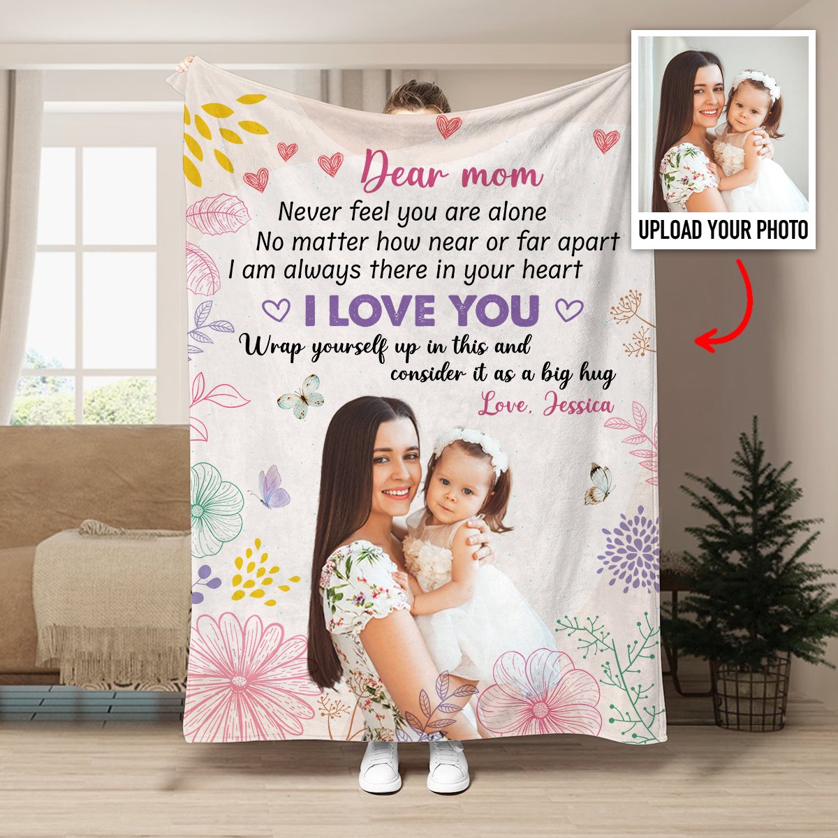 Family - Mom, Never Feel You Are Alone - Personalized Photo Blanket - Makezbright Gifts