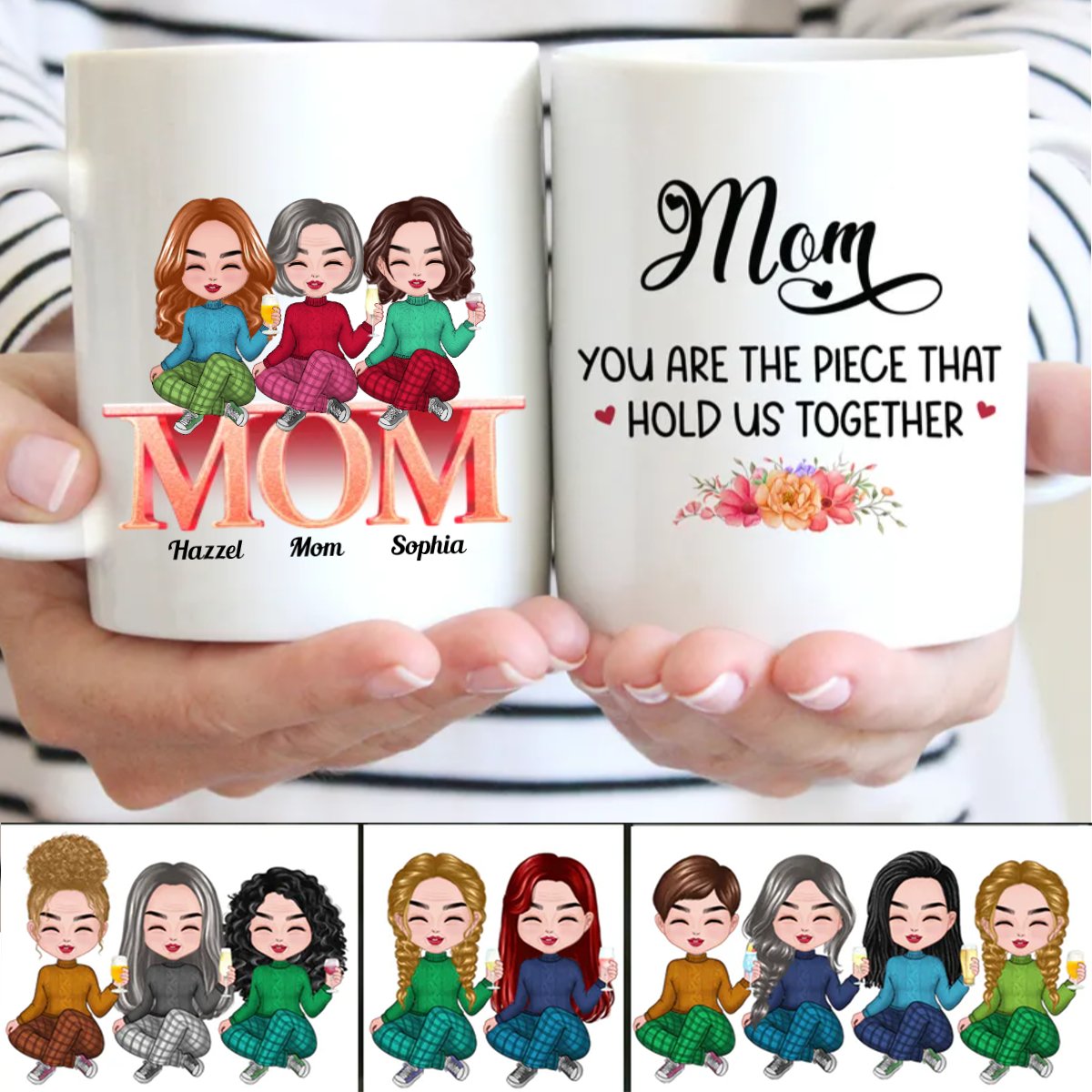 Family - Mom You Are The Piece That Hold Us Together - Personalized Mug - Makezbright Gifts