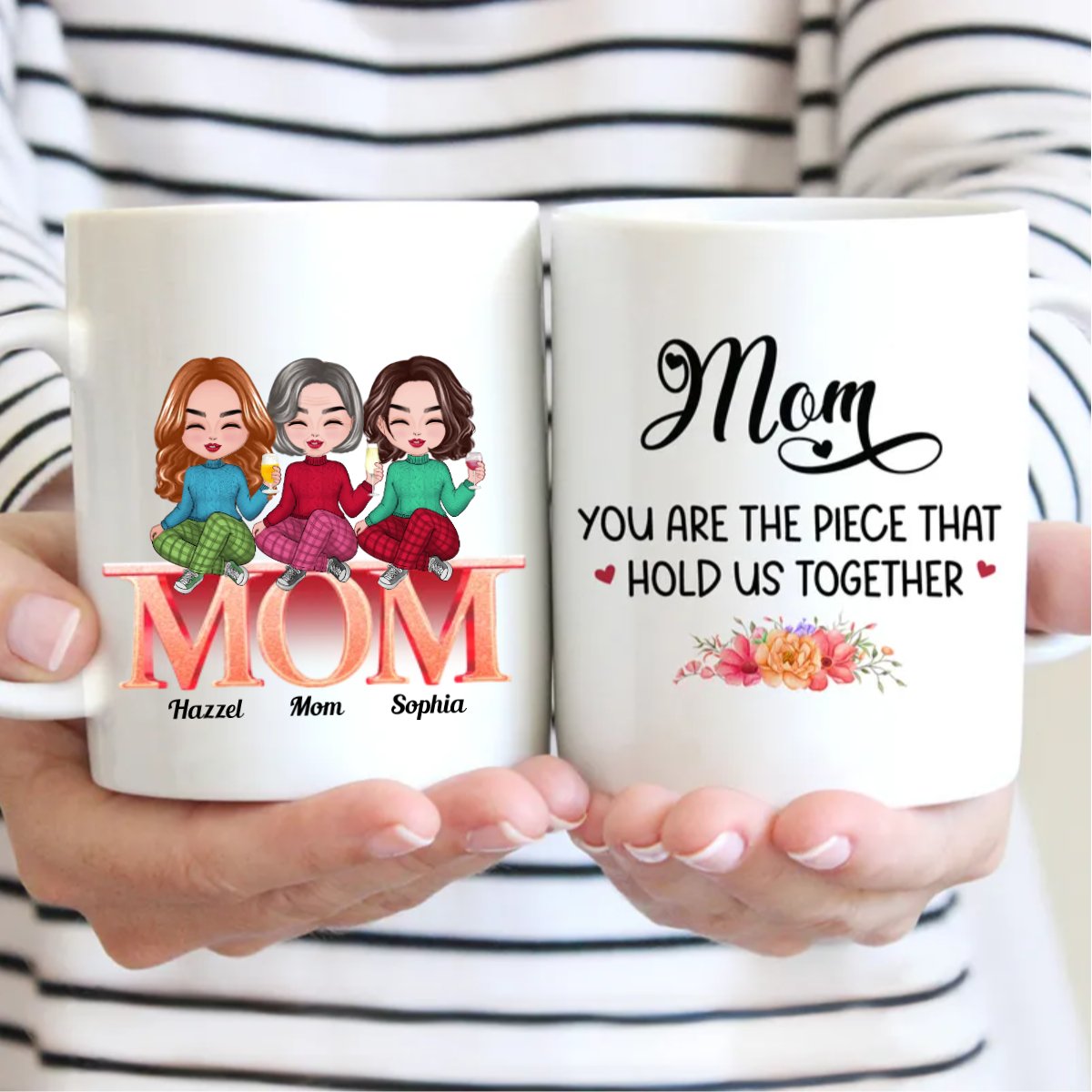 Family - Mom You Are The Piece That Hold Us Together - Personalized Mug - Makezbright Gifts