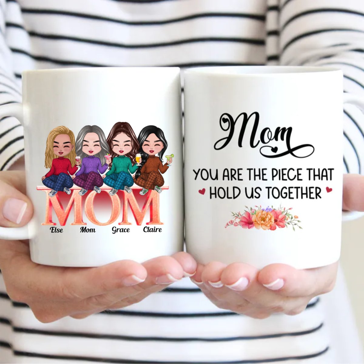 Family - Mom You Are The Piece That Hold Us Together - Personalized Mug - Makezbright Gifts