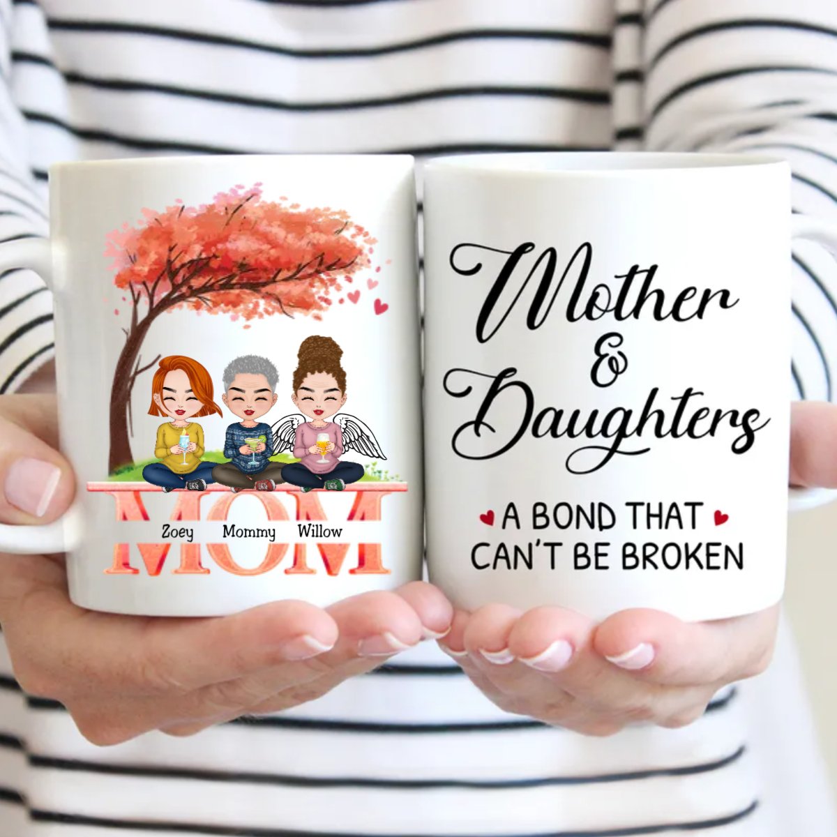 Family - Mother And Daughters A Bond That Cannot Be Broken - Personalized Mug (Ver. 2) - Makezbright Gifts