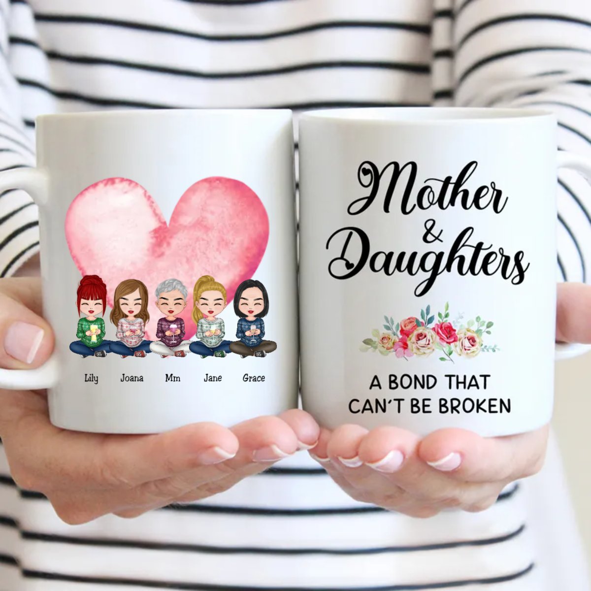 Family - Mother and Daughters A Bond That Can't Be Broken - Personalized Mug (LL) - Makezbright Gifts