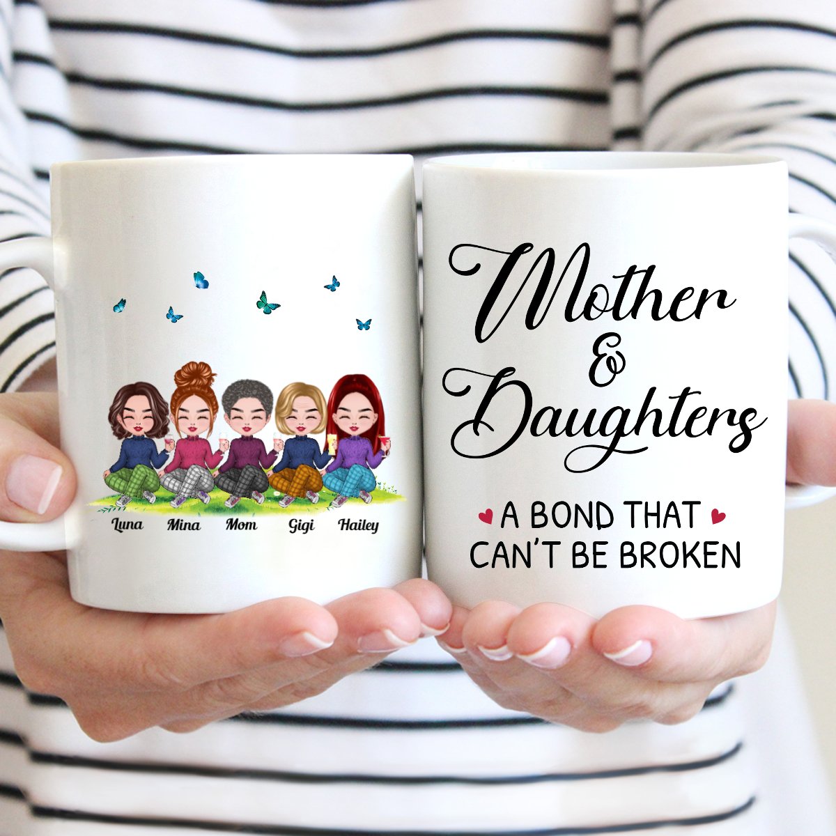 Family - Mother and Daughters A Bond That Can‘t Be Broken - Personalized Mug (LL) - Makezbright Gifts