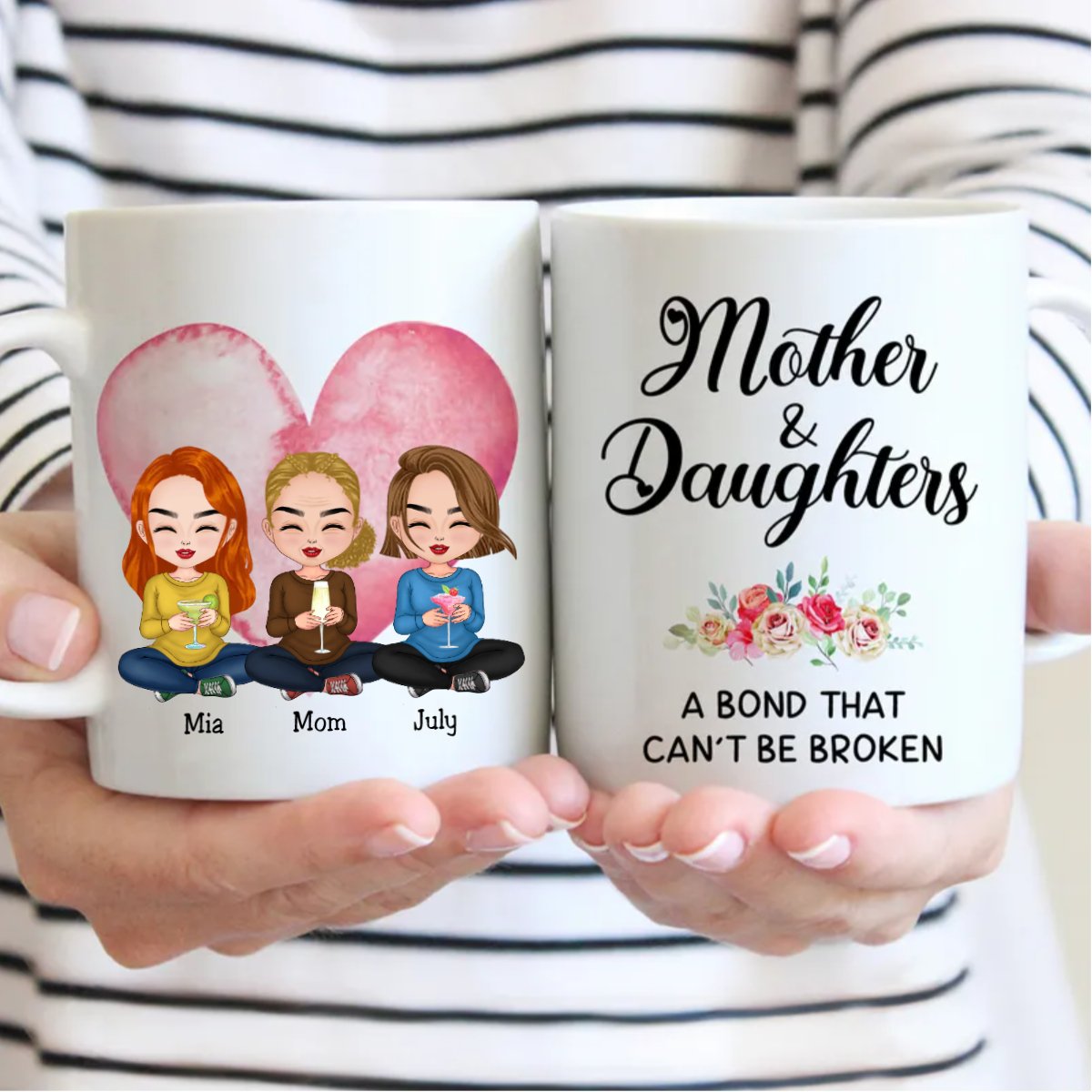 Family - Mother and Daughters A Bond That Can't Be Broken - Personalized Mug (LL) - Makezbright Gifts