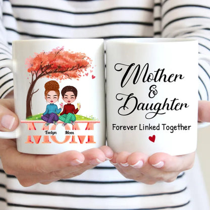 Family - Mother And Daughters Forever Linked Together - Personalized Mug (NM) - Makezbright Gifts