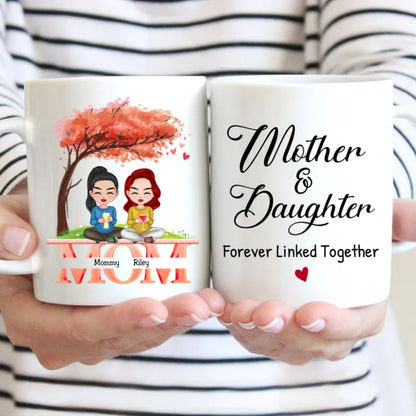 Family - Mother And Daughters Forever Linked Together - Personalized Mug (Ver. 2) - Makezbright Gifts