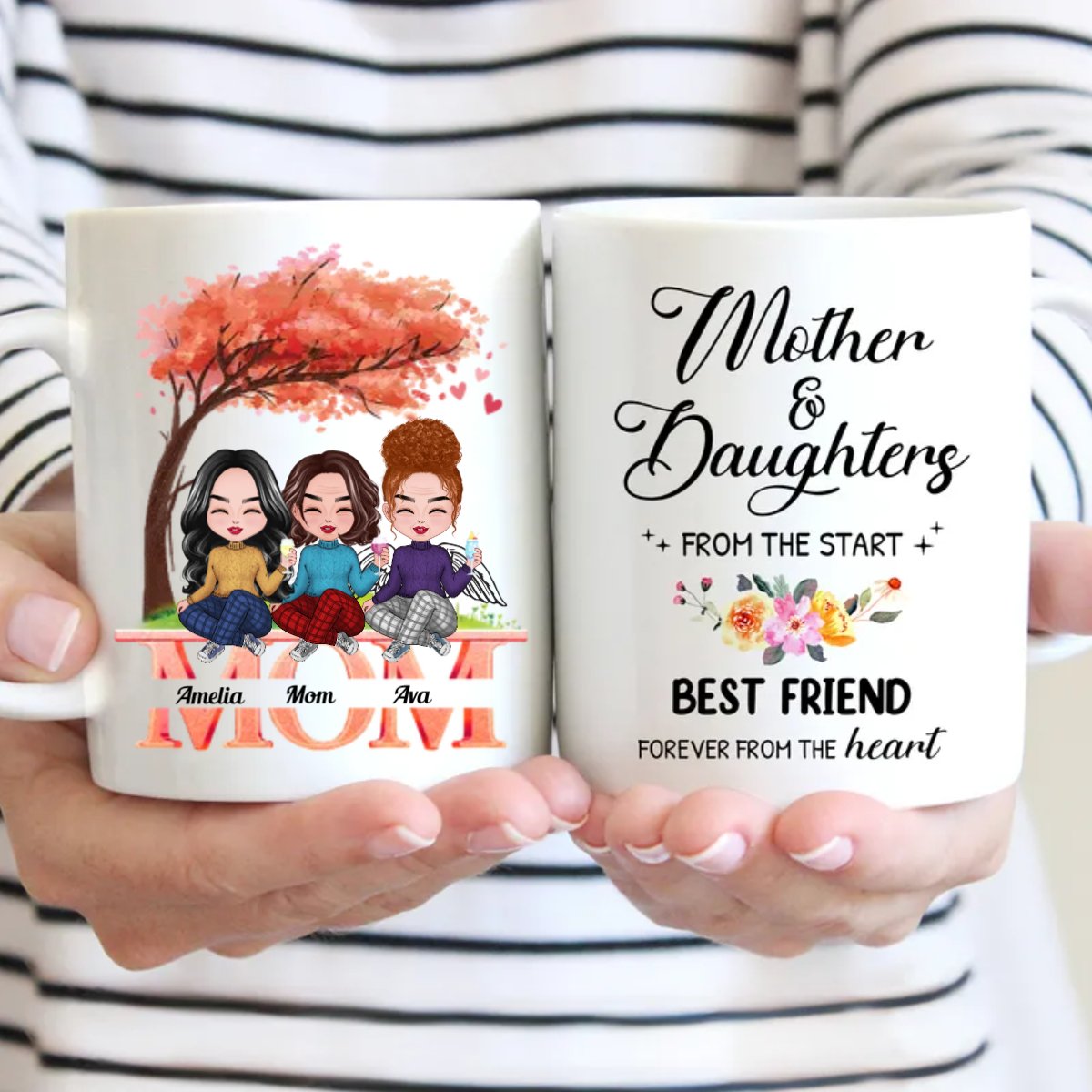 Family - Mother And Daughters From The Start, Best Friend Forever From The Heart - Personalized Mug (NM) - Makezbright Gifts