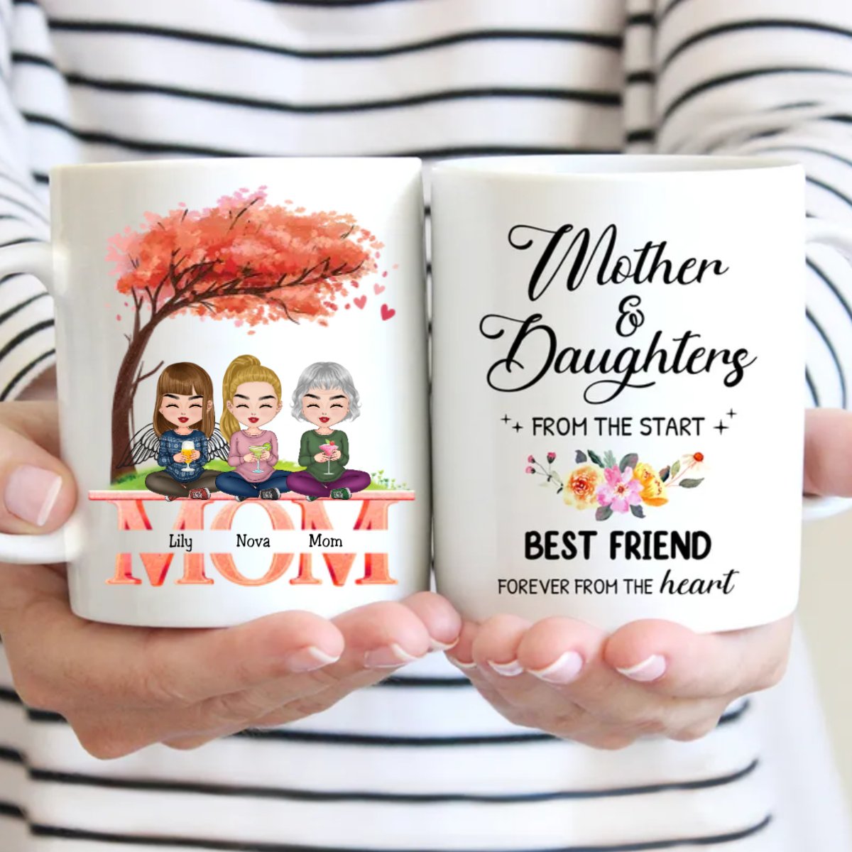 Family - Mother And Daughters From The Start, Best Friend Forever From The Heart - Personalized Mug (Ver. 2) - Makezbright Gifts