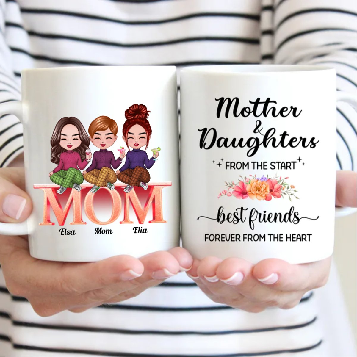 Family - Mother And Daughters From The Start, Best Friends From The Heart - Personalized Mug - Makezbright Gifts