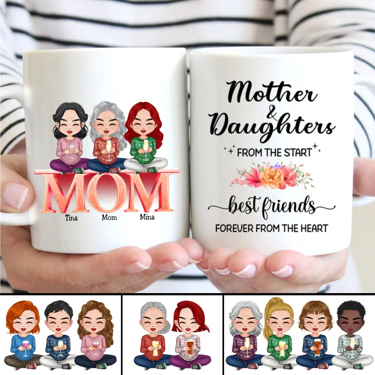 Family - Mother And Daughters From The Start, Best Friends From The Heart - Personalized Mug (AA) - Makezbright Gifts