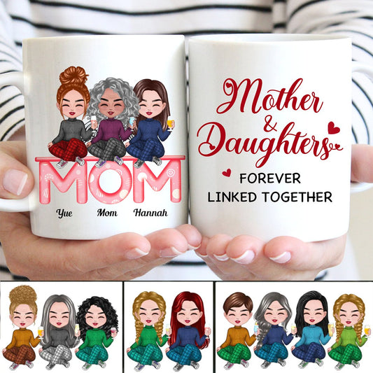 Family - Mother & Daughter Forever Linked Together - Personalized Mug (LH) - Makezbright Gifts