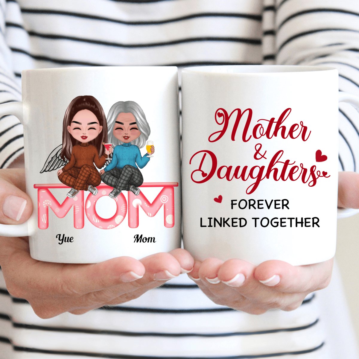 Family - Mother & Daughter Forever Linked Together - Personalized Mug (LH) - Makezbright Gifts