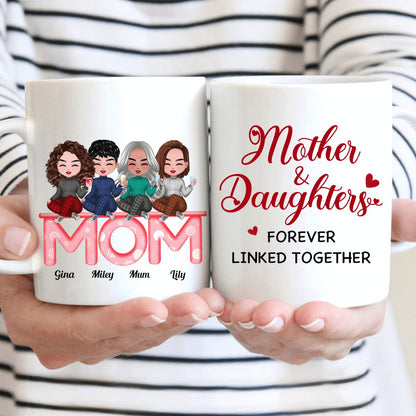 Family - Mother & Daughter Forever Linked Together - Personalized Mug (LH) - Makezbright Gifts