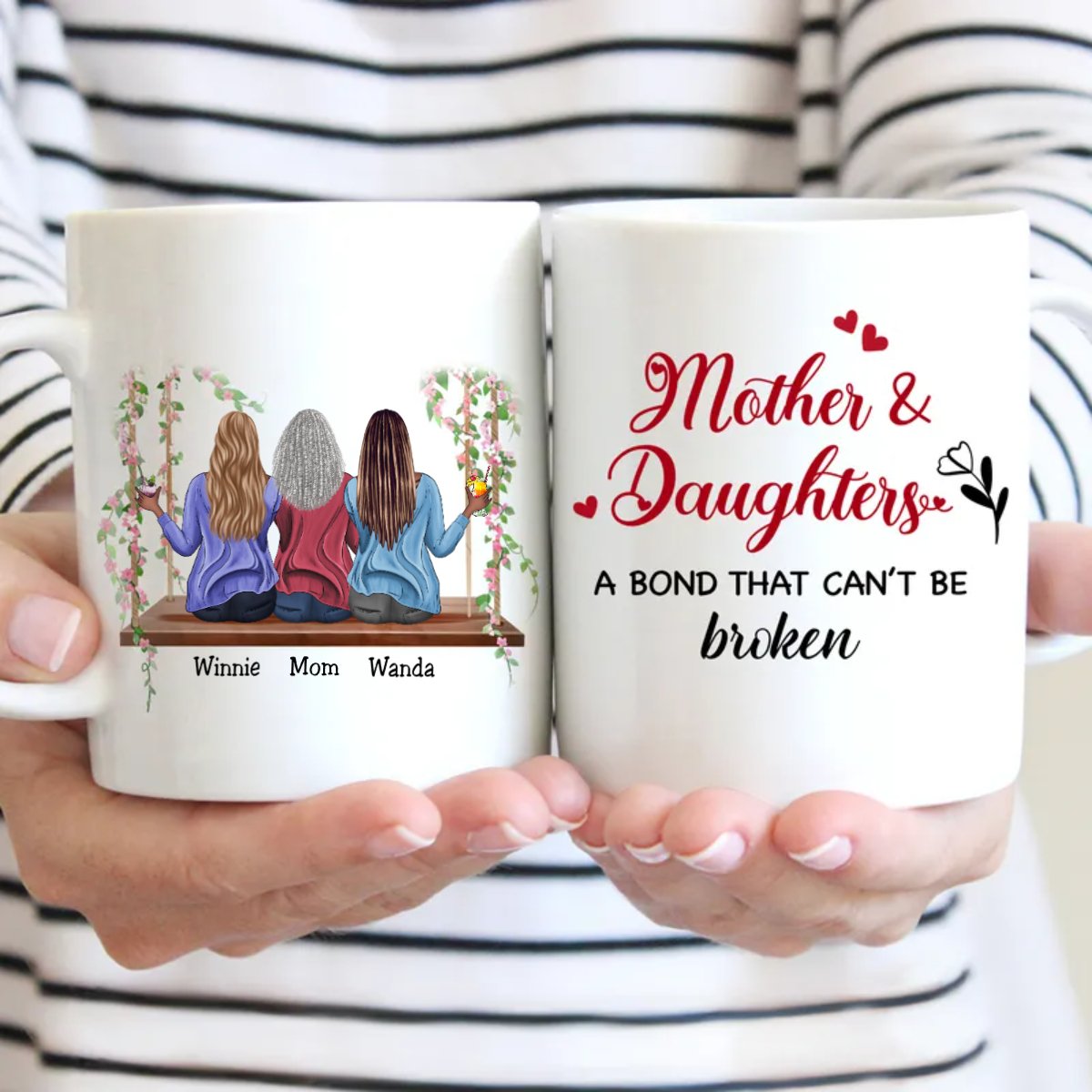 Family - Mother & Daughters A Bond That Can't Be Broken - Personalized Mugs - Makezbright Gifts