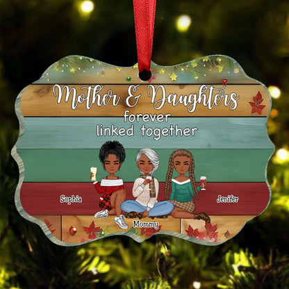 Family - Mother & Daughters Forever Linked Together Ver 3 - Personalized Ornament (VT) - Makezbright Gifts