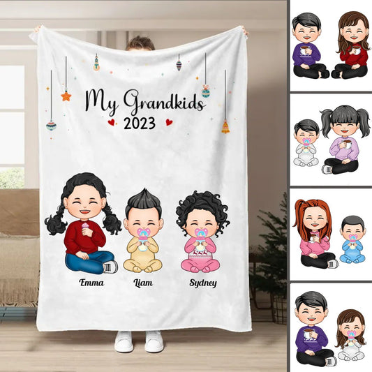 Family - My Grandkids - Personalized Blanket (TT) - Makezbright Gifts