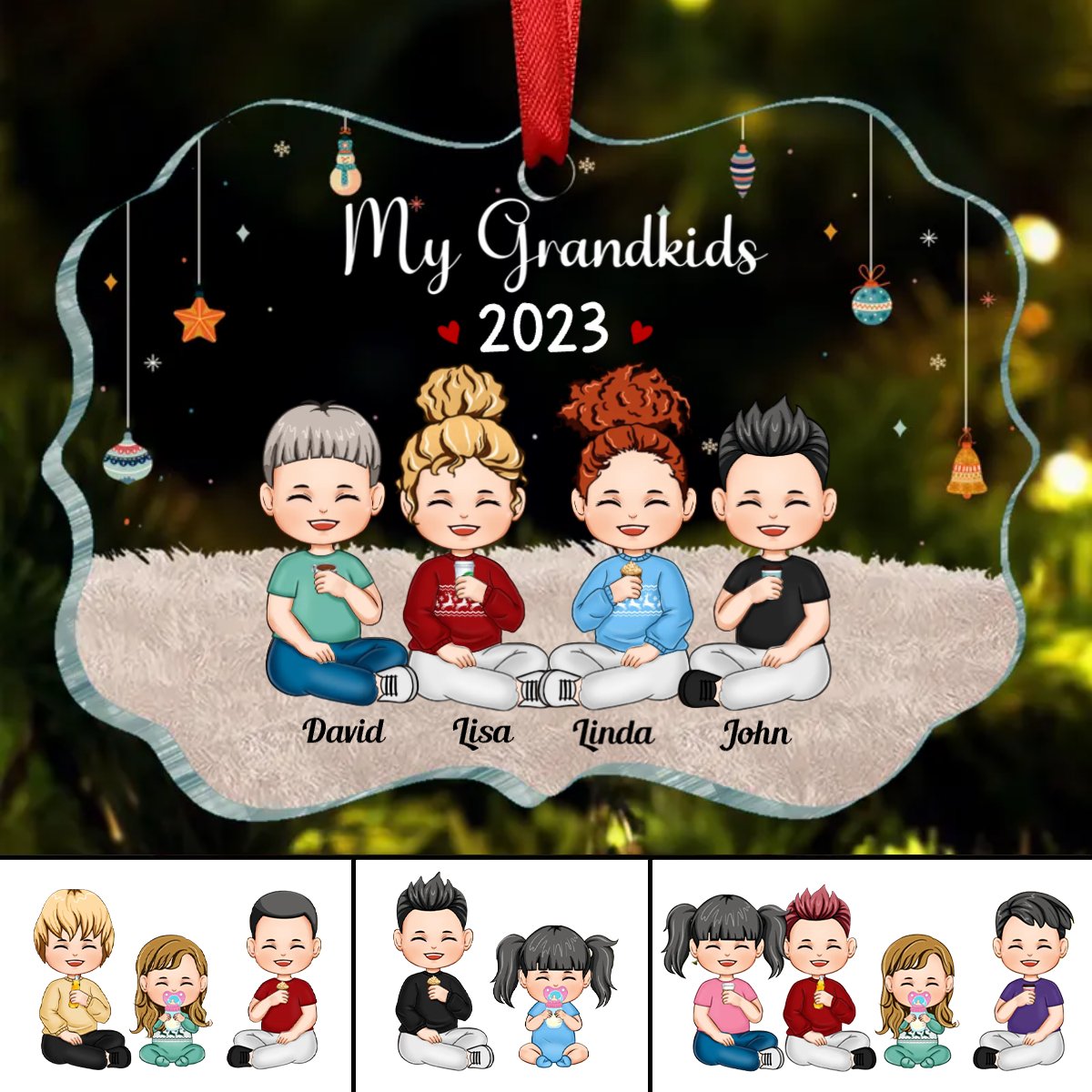 Family - My Grandkids - Personalized Transparent Ornament - Makezbright Gifts