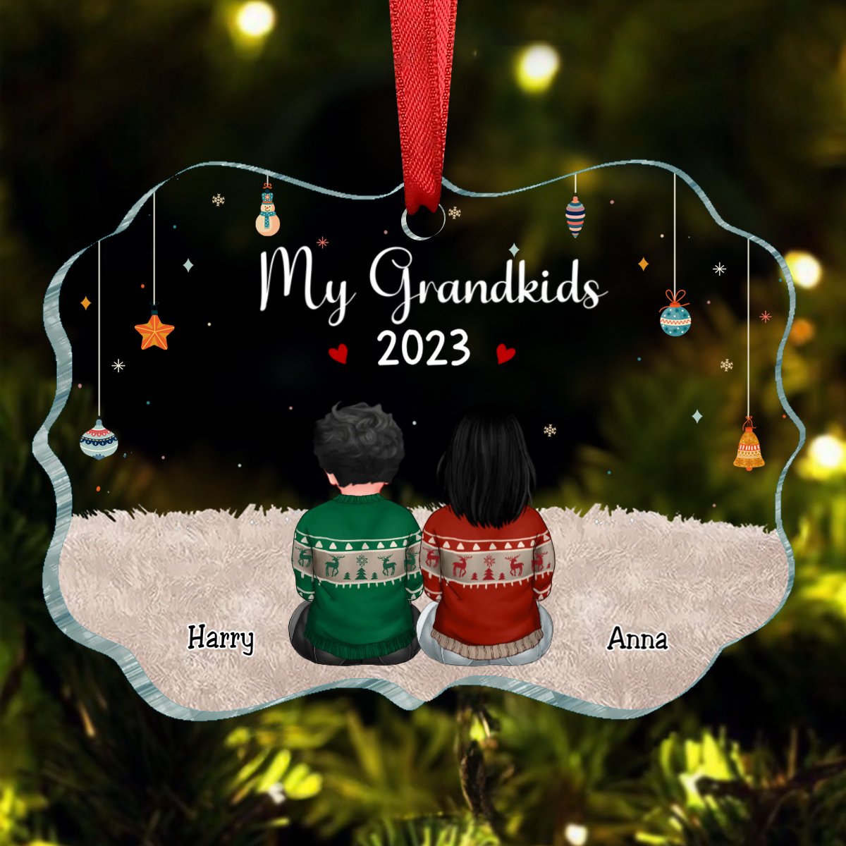 Family - My Grandkids - Personalized Transparent Ornament (TB) - Makezbright Gifts