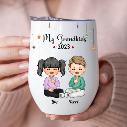 Family - My Grandkids - Personalized Wine Tumbler - Makezbright Gifts