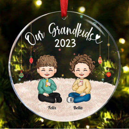 Family - My Grandkids (Ver 2) - Personalized Acrylic Circle Ornament - Makezbright Gifts