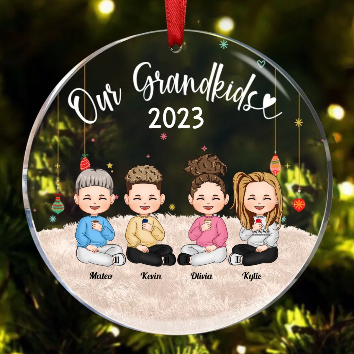 Family - My Grandkids (Ver 2) - Personalized Acrylic Circle Ornament - Makezbright Gifts