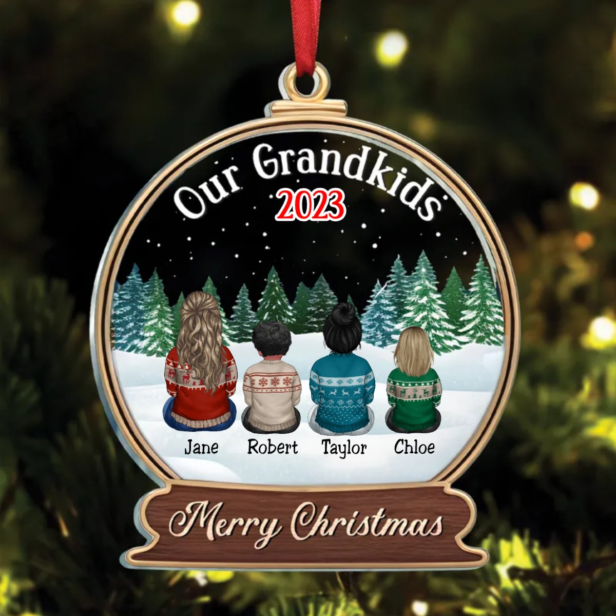 Family - Our Grandkids Children - Personalized Circle Ornament (LH) - Makezbright Gifts