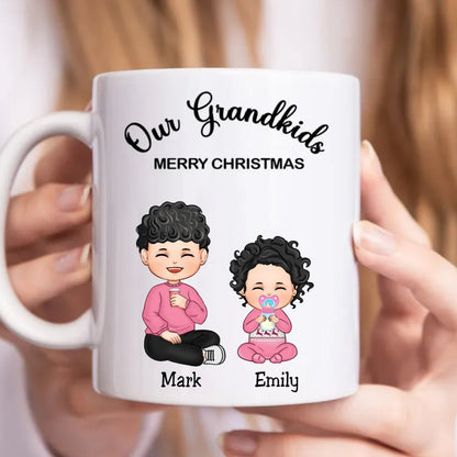 Family - Our Grandkids Merry Christmas - Personalized Mug - Makezbright Gifts