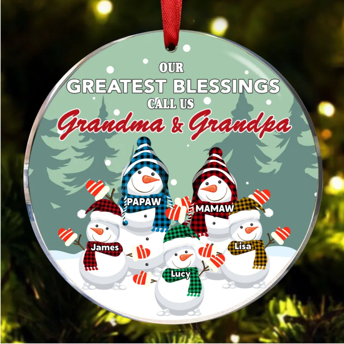 Family - Our Greatest Blessings Call Us Grandma And Grandpa - Personalized Circle Ornament - Makezbright Gifts