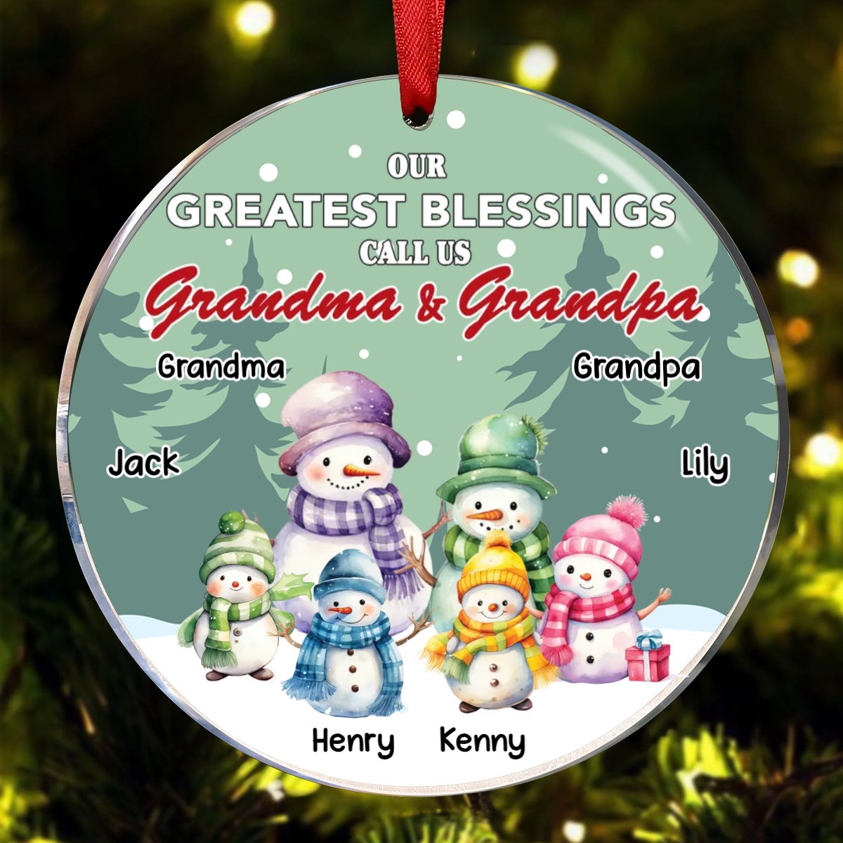 Family - Our Greatest Blessings Call Us Grandma And Grandpa - Personalized Circle Ornament (VT) - Makezbright Gifts