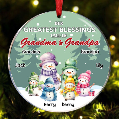 Family - Our Greatest Blessings Call Us Grandma And Grandpa - Personalized Circle Ornament (VT) - Makezbright Gifts