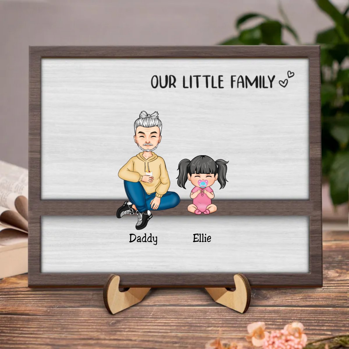 Family - Our Little Family - Personalized 2 - Layered Wooden Plaque - Makezbright Gifts