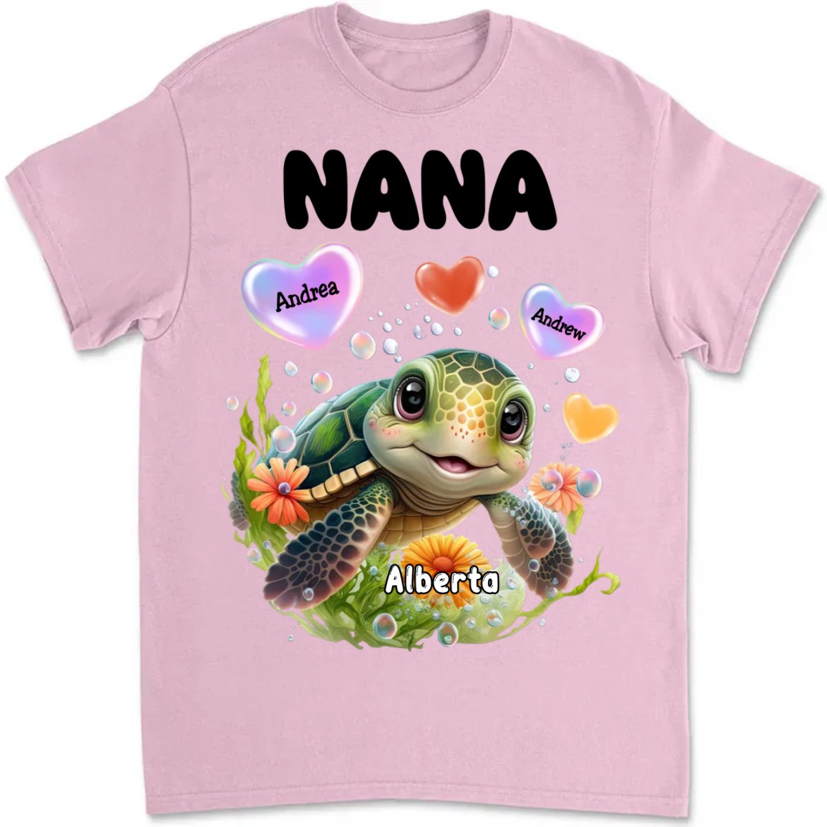 Family - Personalized Turtle Colorful Art Nana Shirt - Personalized T - Shirt - Makezbright Gifts