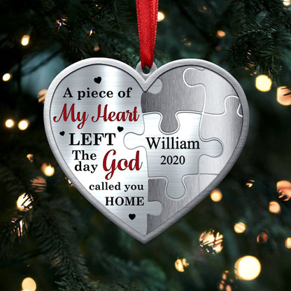 Family - Piece Of My Heart Left, The Day God Called You Home - Personalized Ornament - Makezbright Gifts