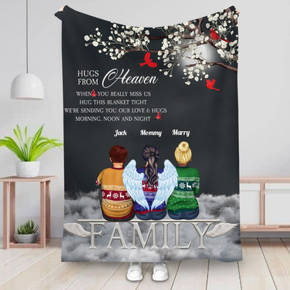 Family - Sending Hugs From Heaven - Personalized Blanket - Makezbright Gifts