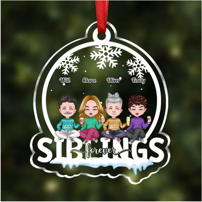 Family - Siblings Forever - Personalized Christmas Transparent Ornament (Ver. 2) - Makezbright Gifts