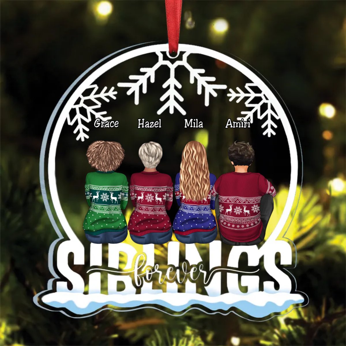 Family - Siblings Forever - Personalized Ornament - Makezbright Gifts