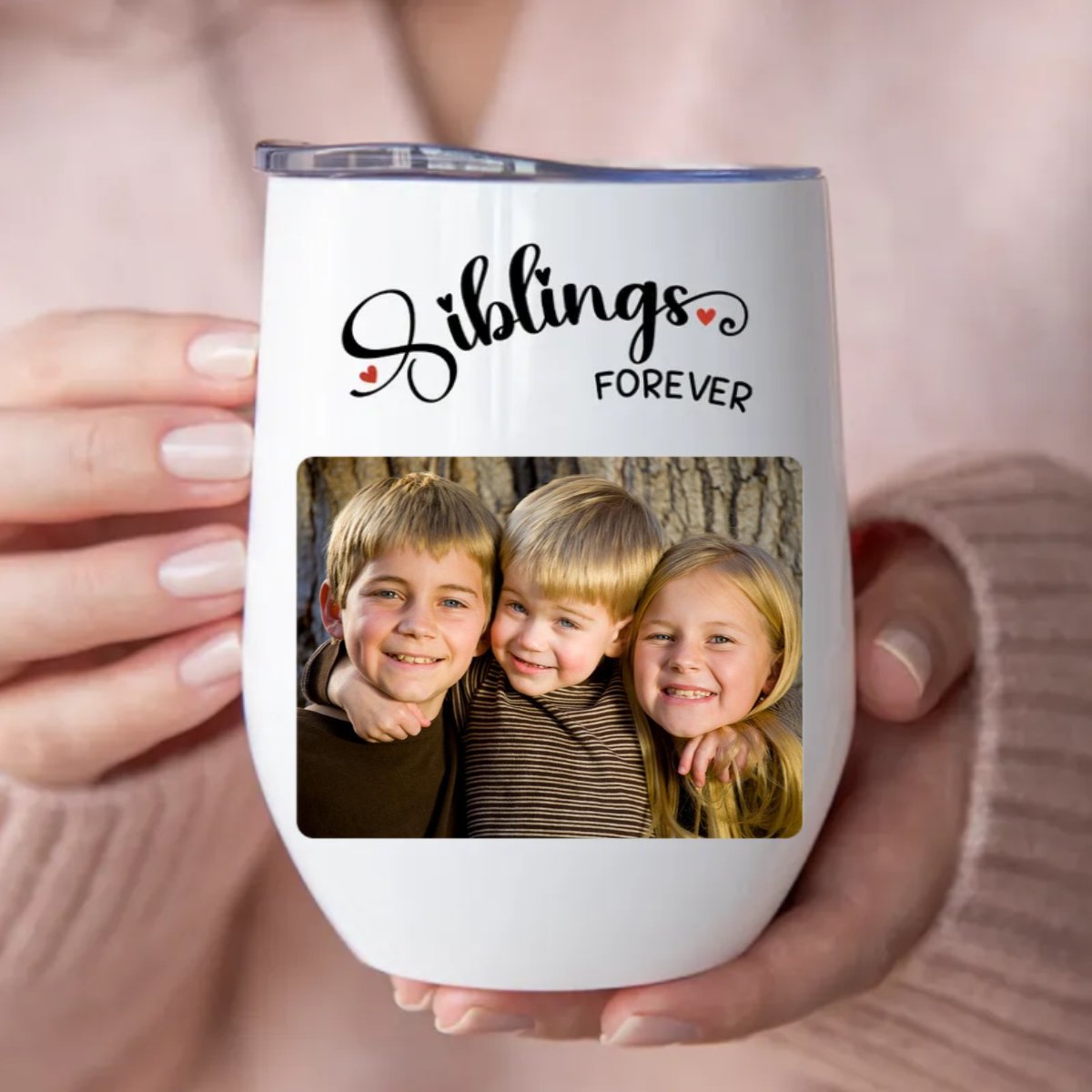 Family - Siblings Forever - Personalized Wine Tumbler (LH) - Makezbright Gifts