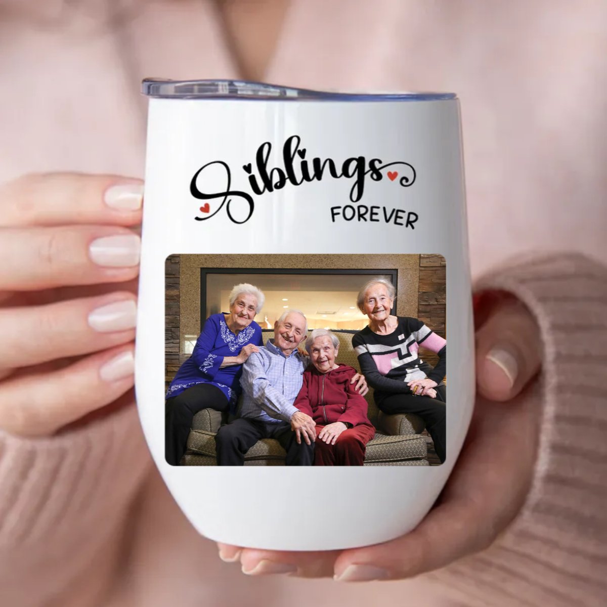 Family - Siblings Forever - Personalized Wine Tumbler (LH) - Makezbright Gifts