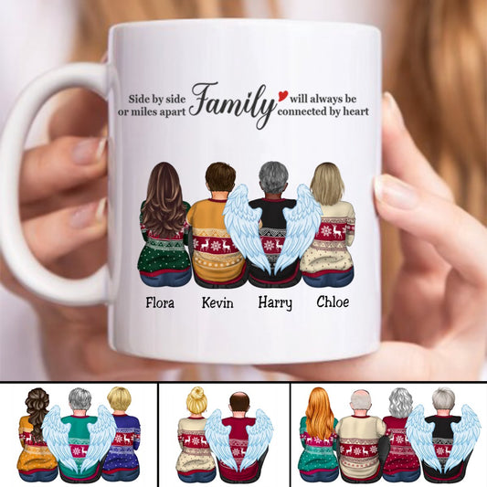 Family - Side By Side Or Miles Apart Family Will Always Be Connected By Heart - Personalized Mug (LH) - Makezbright Gifts