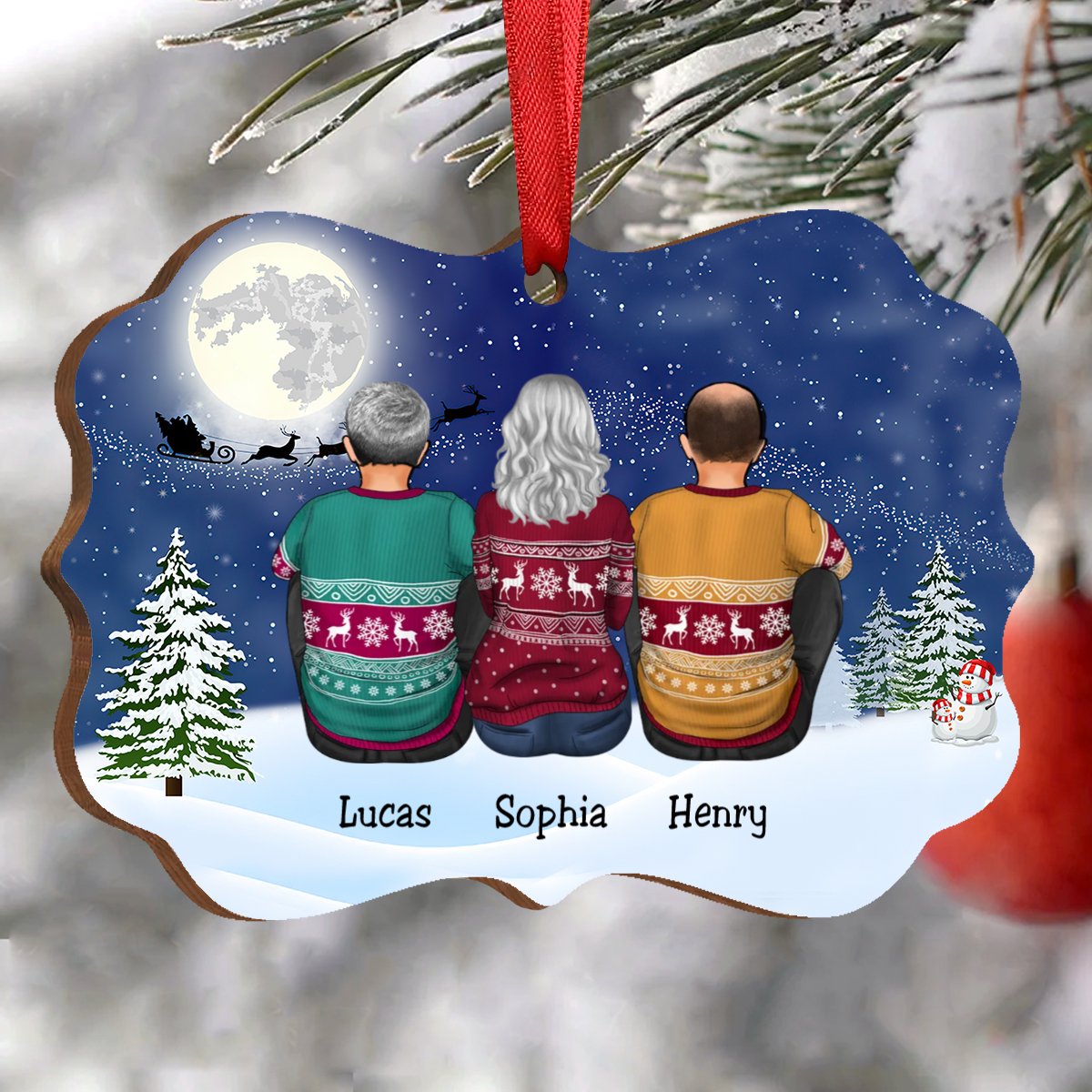 Family - Sisters & Brothers Gift Christmas Idea - Personalized Acrylic Ornament (Blue) - Makezbright Gifts