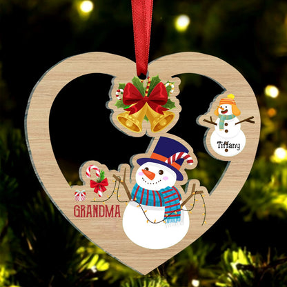 Family - Snowman Kids Heart - Personalized Ornament (LH) - Makezbright Gifts