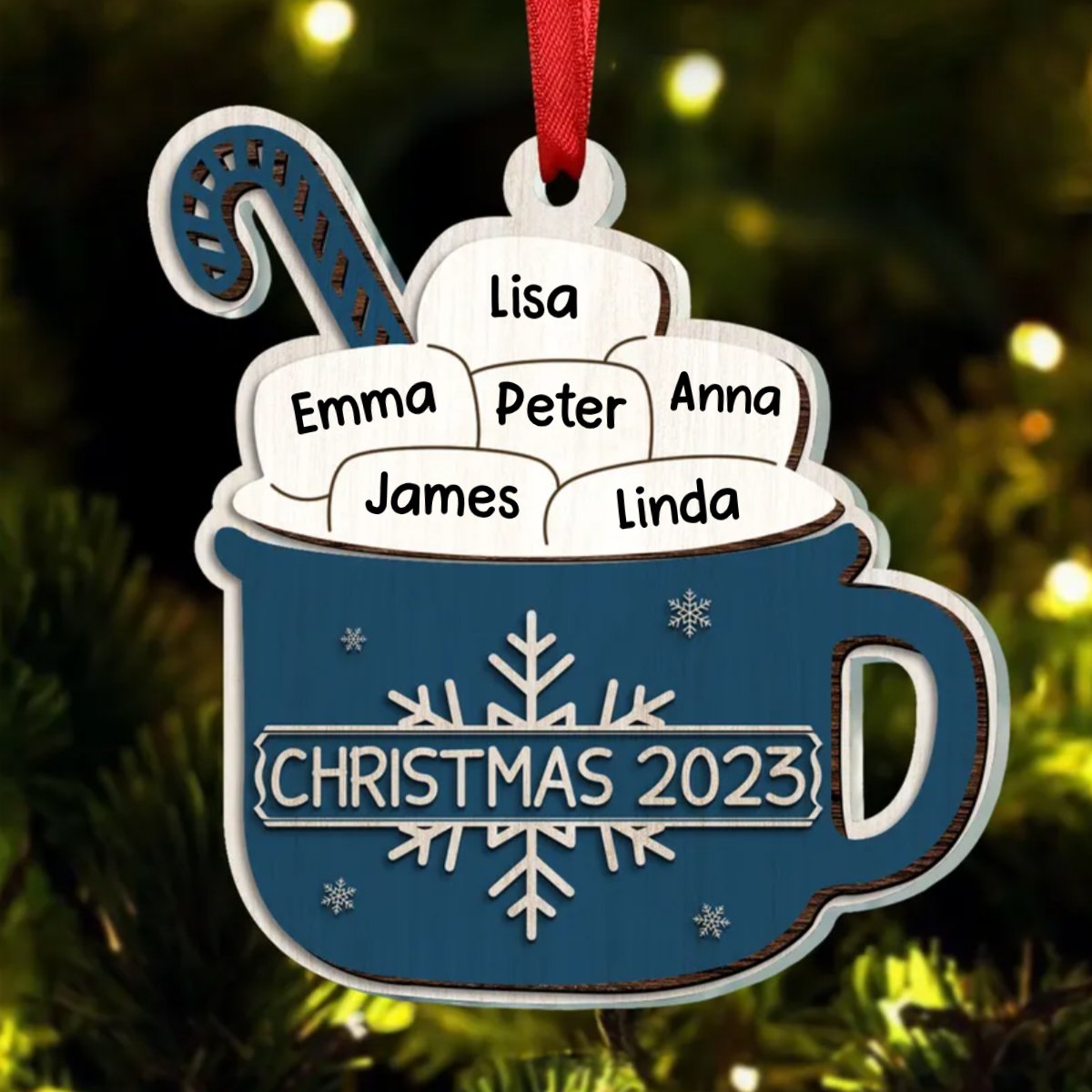 Family - Sugar Cocoa Marshmallows - Personalized Acrylic Ornament - Gift For Family Members - Makezbright Gifts